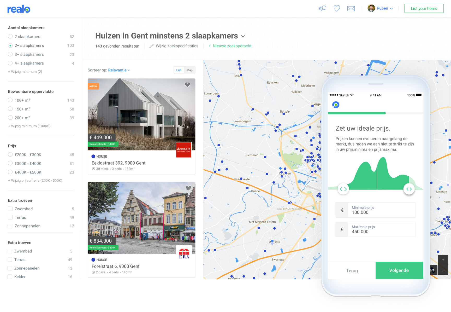 Redesigning search for a real-estate startup for Realo